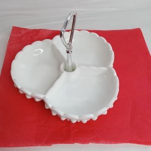 Fenton hobnail milk glass tray serving